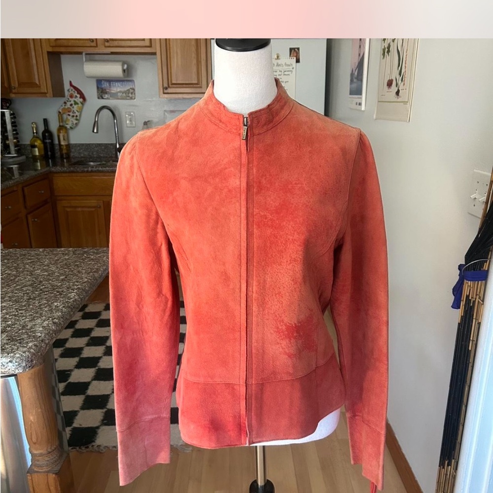 Source Unknown Vibrant Orange Leather Jacket